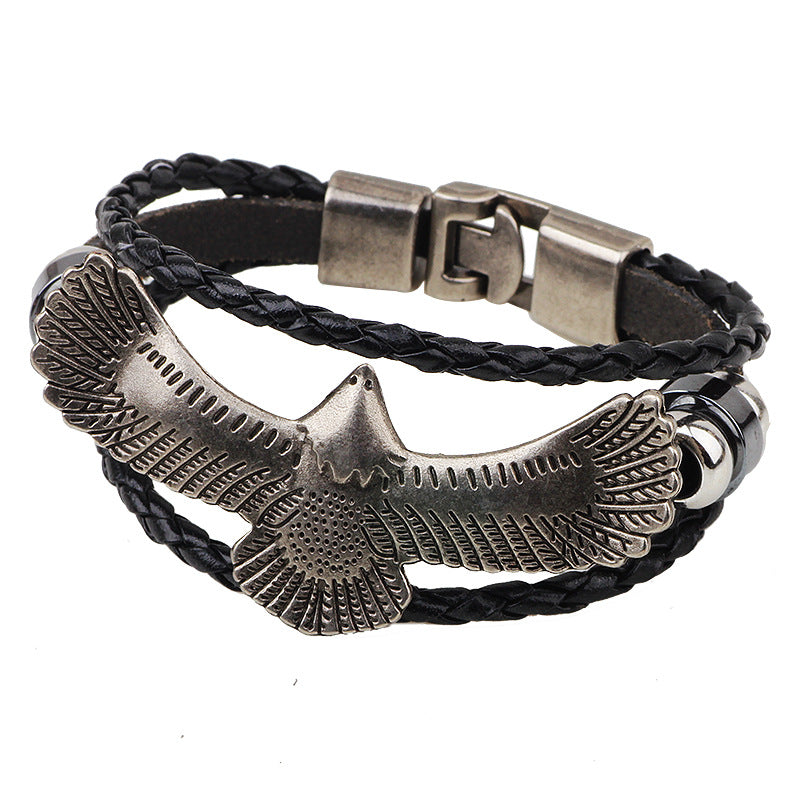 Nordic Eagle Spirit Alloy Woven Men's Bracelet | Power Protection