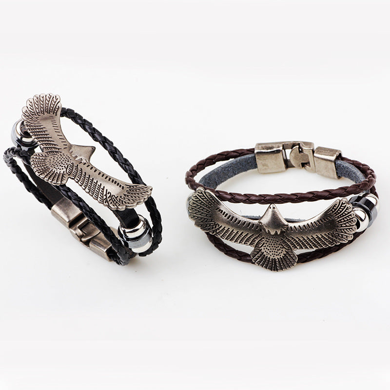 Nordic Eagle Spirit Alloy Woven Men's Bracelet | Power Protection