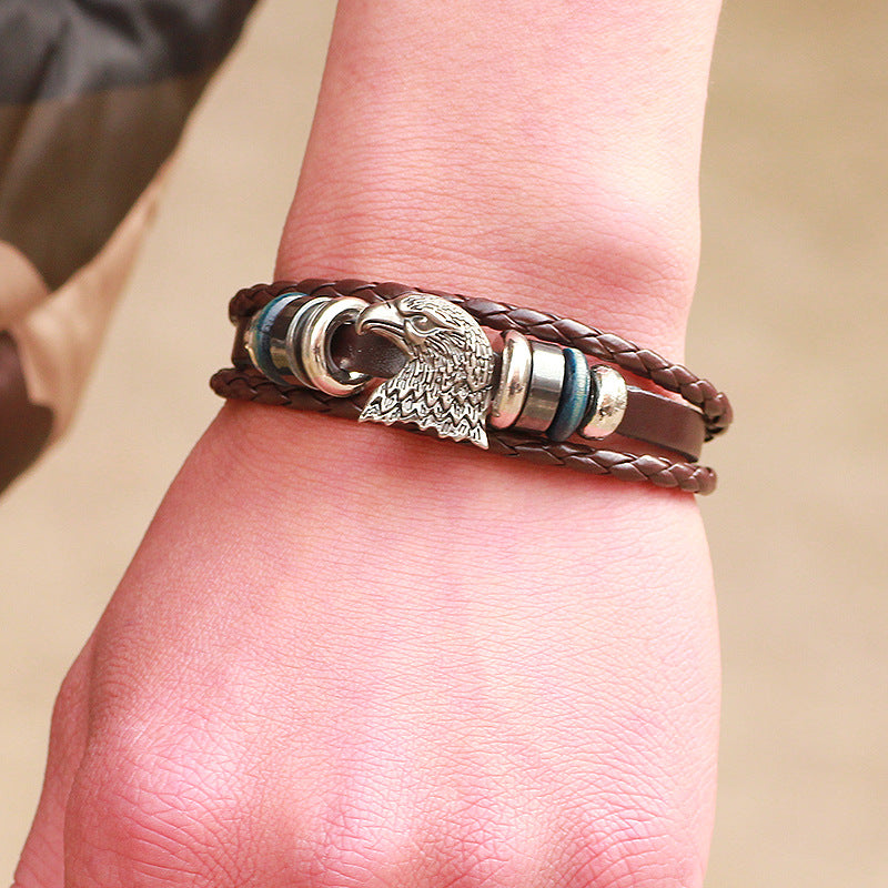 Heiliger Adler Meteoriten-Eisenarmband | Energiesegen | Vielseitiges Amulett für Herren 