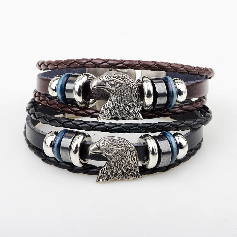Heiliger Adler Meteoriten-Eisenarmband | Energiesegen | Vielseitiges Amulett für Herren 