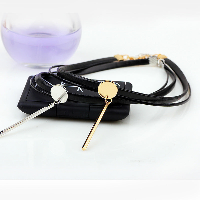 Nordic Rune Leather Neck Chain for Women, Punk-style Collarbone Short Chain | Simple, Versatile and High - end