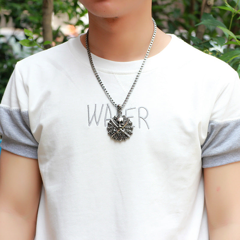 Pirate - themed Metal Pendant Necklace | Symbol of Navigation | Stylish and Versatile Accessory for Men