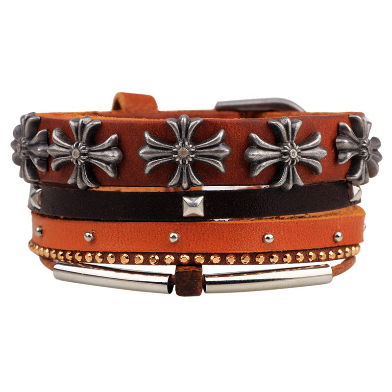 Christian Cross Image Red Rope Braided Alloy Multi - strand DIY Bracelet | Faith Guardianship
