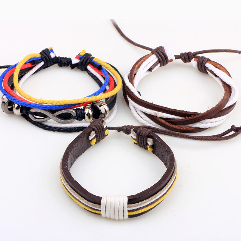 Spiritual Energy Infinity Symbol Nepalese Ring Multicolored Rope Woven DIY Combinational Protection Bracelet