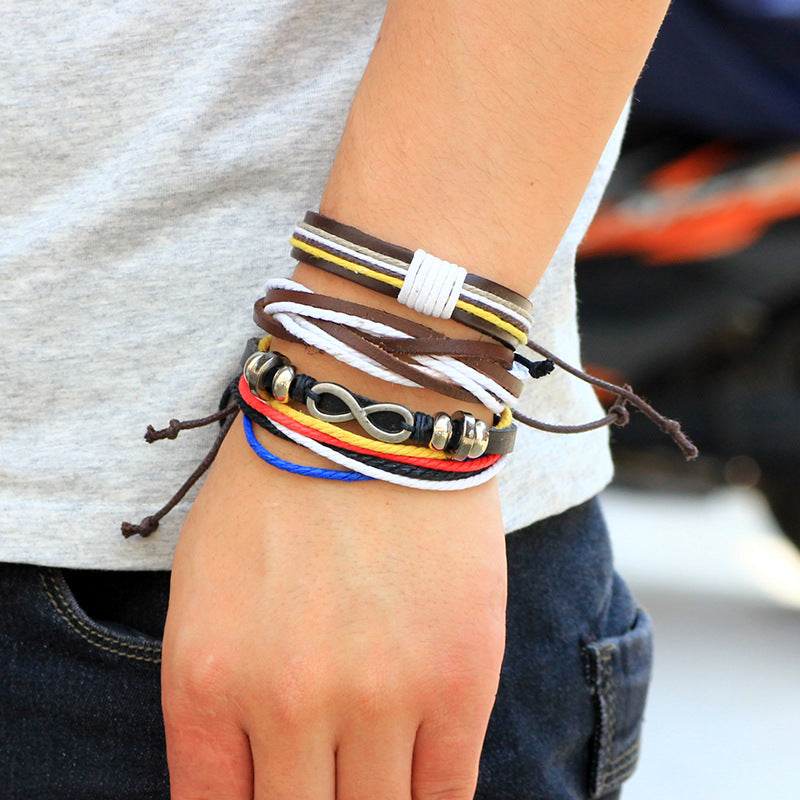 Spiritual Energy Infinity Symbol Nepalese Ring Multicolored Rope Woven DIY Combinational Protection Bracelet