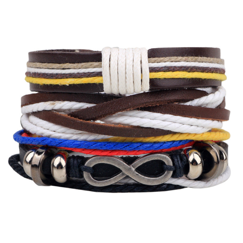 Spiritual Energy Infinity Symbol Nepalese Ring Multicolored Rope Woven DIY Combinational Protection Bracelet