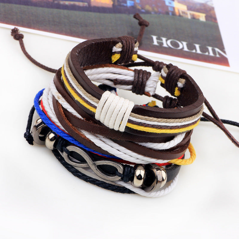 Spiritual Energy Infinity Symbol Nepalese Ring Multicolored Rope Woven DIY Combinational Protection Bracelet
