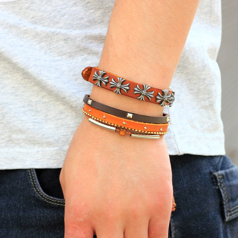 Christian Cross Image Red Rope Braided Alloy Multi - strand DIY Bracelet | Faith Guardianship