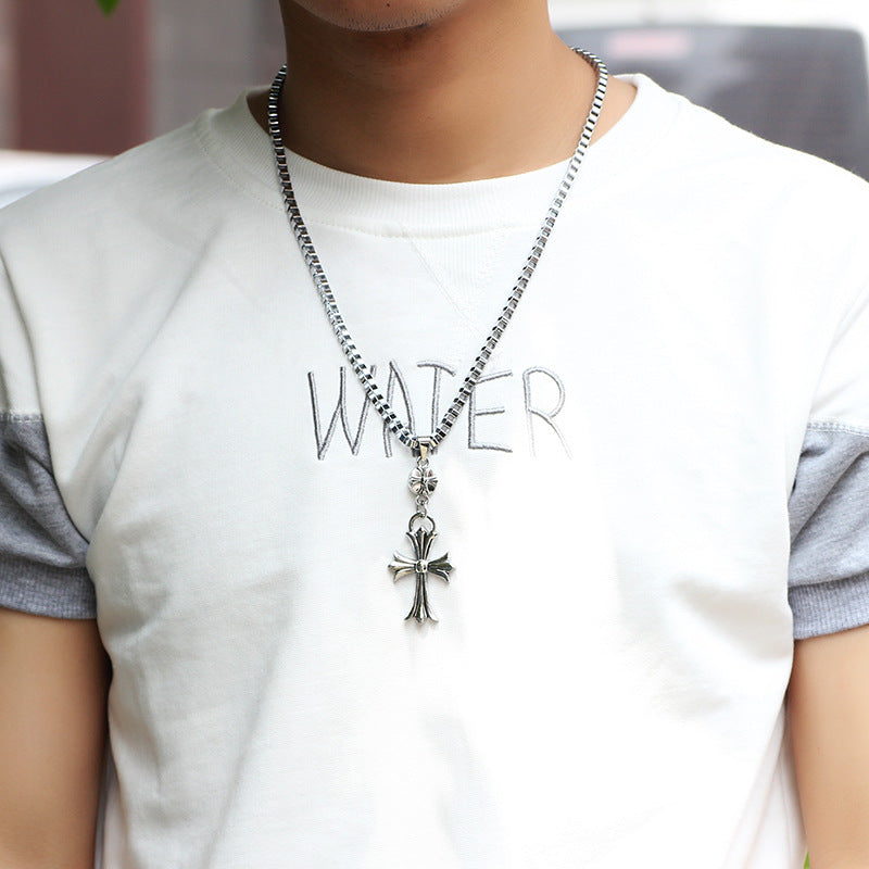 Christian Elements Retro Handmade Cross Pendant Necklace | Men's Fashionable and Trendy Accessory