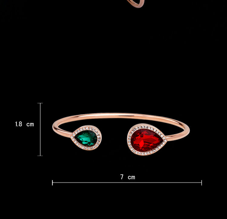 Herz des Ozeans Weißes Diamantarmband | Modisch vielseitig | Premium | Rot-Grün-Farbschema