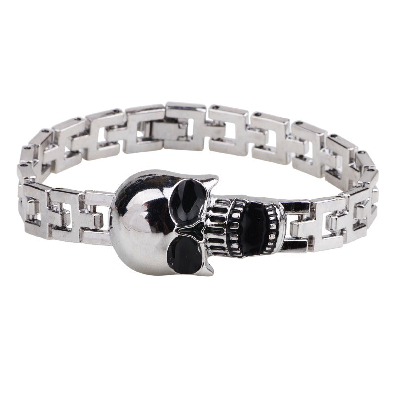 Dark Mysterious Titanium Steel Skull Oil - Dropping Buckle Bracelet | Dark - style Guardian Wristband
