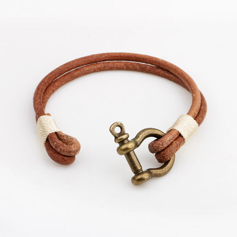 Nordic Rune Genuine Leather Rope Alloy Wound Bracelet | Protective Chain | Simple and Retro Style