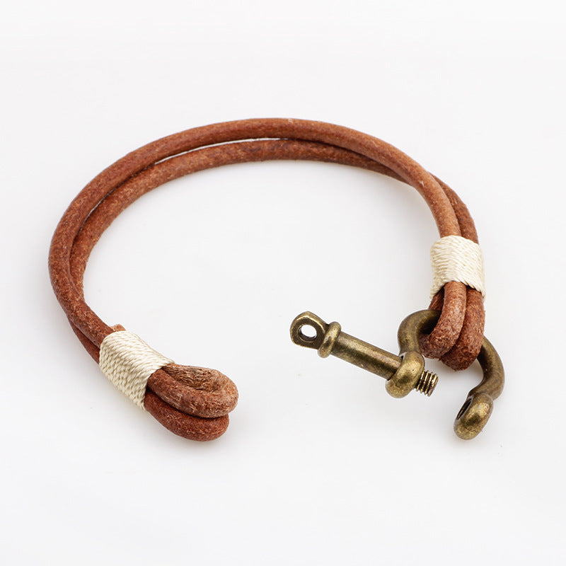 Nordic Rune Genuine Leather Rope Alloy Wound Bracelet | Protective Chain | Simple and Retro Style