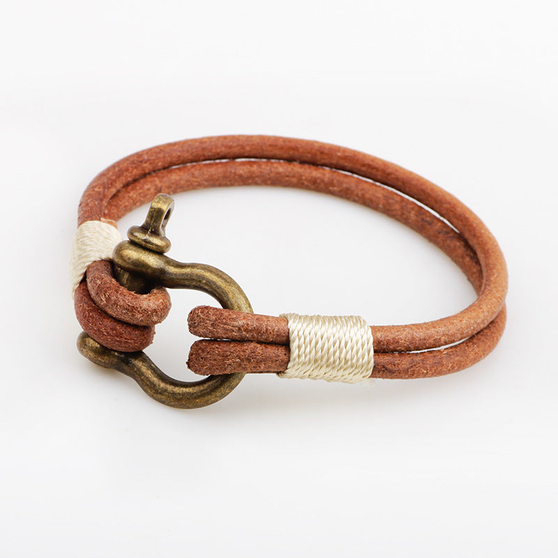 Nordic Rune Genuine Leather Rope Alloy Wound Bracelet | Protective Chain | Simple and Retro Style