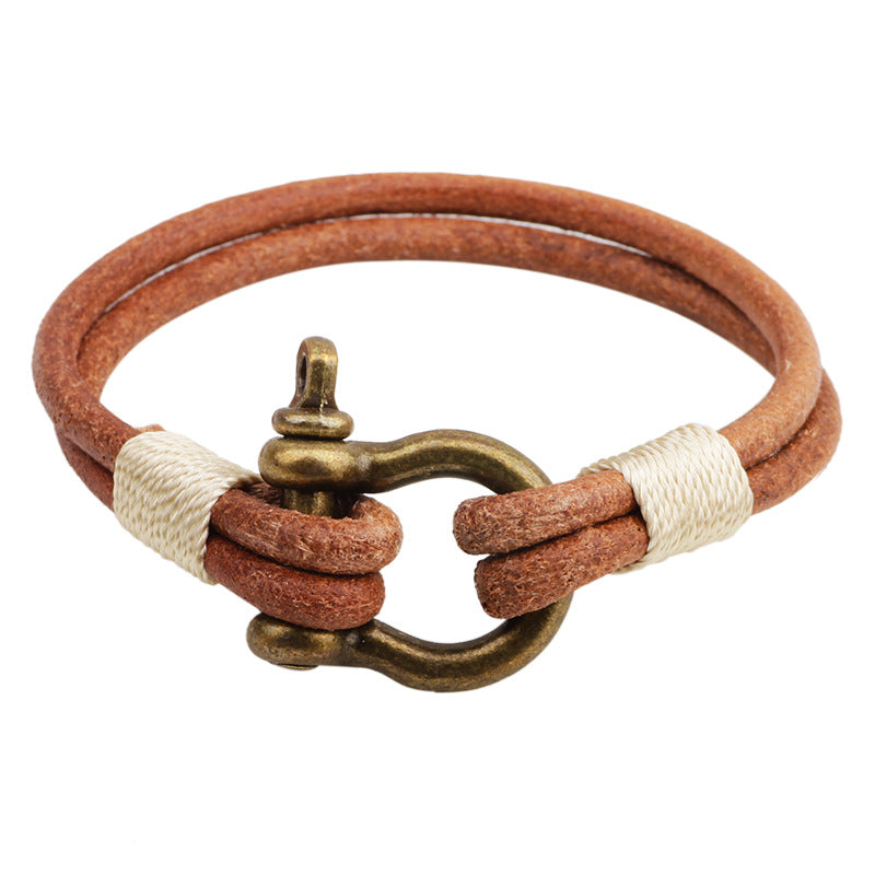 Nordic Rune Genuine Leather Rope Alloy Wound Bracelet | Protective Chain | Simple and Retro Style