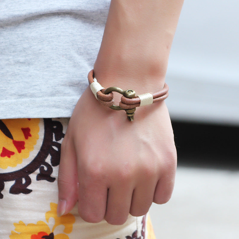 Nordic Rune Genuine Leather Rope Alloy Wound Bracelet | Protective Chain | Simple and Retro Style