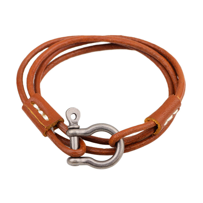 Nordic Rune Handmade Cowhide Multi - looped Climbing - buckle Energy - guarding Sports Bracelet