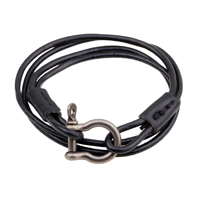 Nordic Rune Handmade Cowhide Multi - looped Climbing - buckle Energy - guarding Sports Bracelet