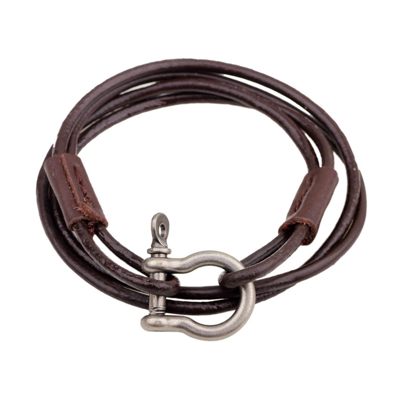 Nordic Rune Handmade Cowhide Multi - looped Climbing - buckle Energy - guarding Sports Bracelet