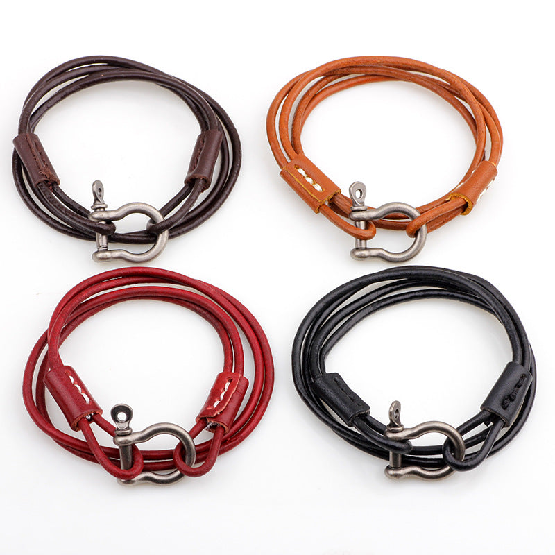 Nordic Rune Handmade Cowhide Multi - looped Climbing - buckle Energy - guarding Sports Bracelet
