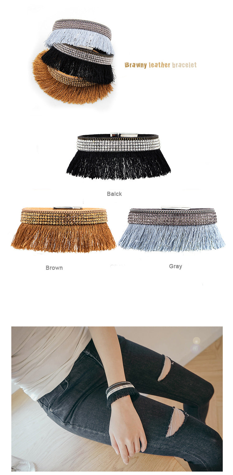 Spiritual Rhythm Diamond - Inlaid Tassel Bracelet | Must - have for Street - style Outings | Magnetic - buckle Creative Jewelry
