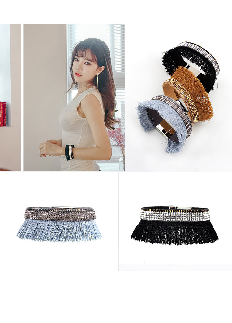 Spiritual Rhythm Diamond - Inlaid Tassel Bracelet | Must - have for Street - style Outings | Magnetic - buckle Creative Jewelry