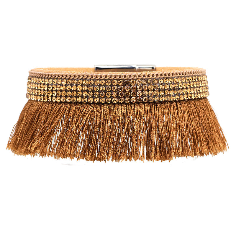 Spiritual Rhythm Diamond - Inlaid Tassel Bracelet | Must - have for Street - style Outings | Magnetic - buckle Creative Jewelry