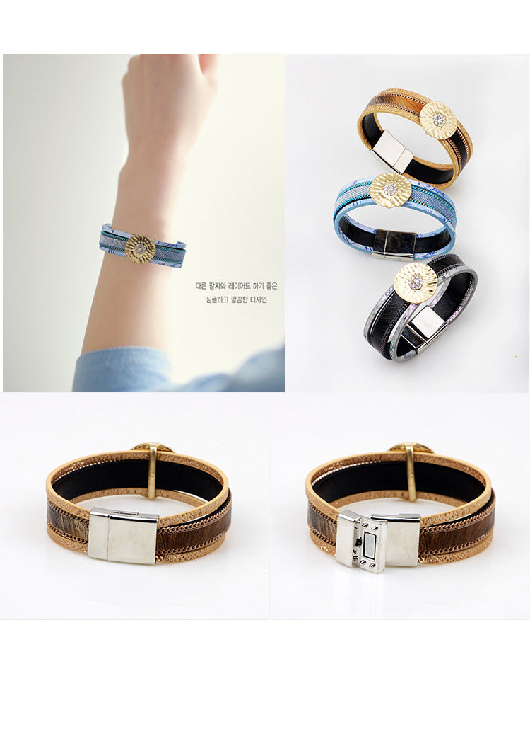 Mysterious Rune Alloy Diamond - inlaid Hand - woven Protective Matte Gold Bracelet