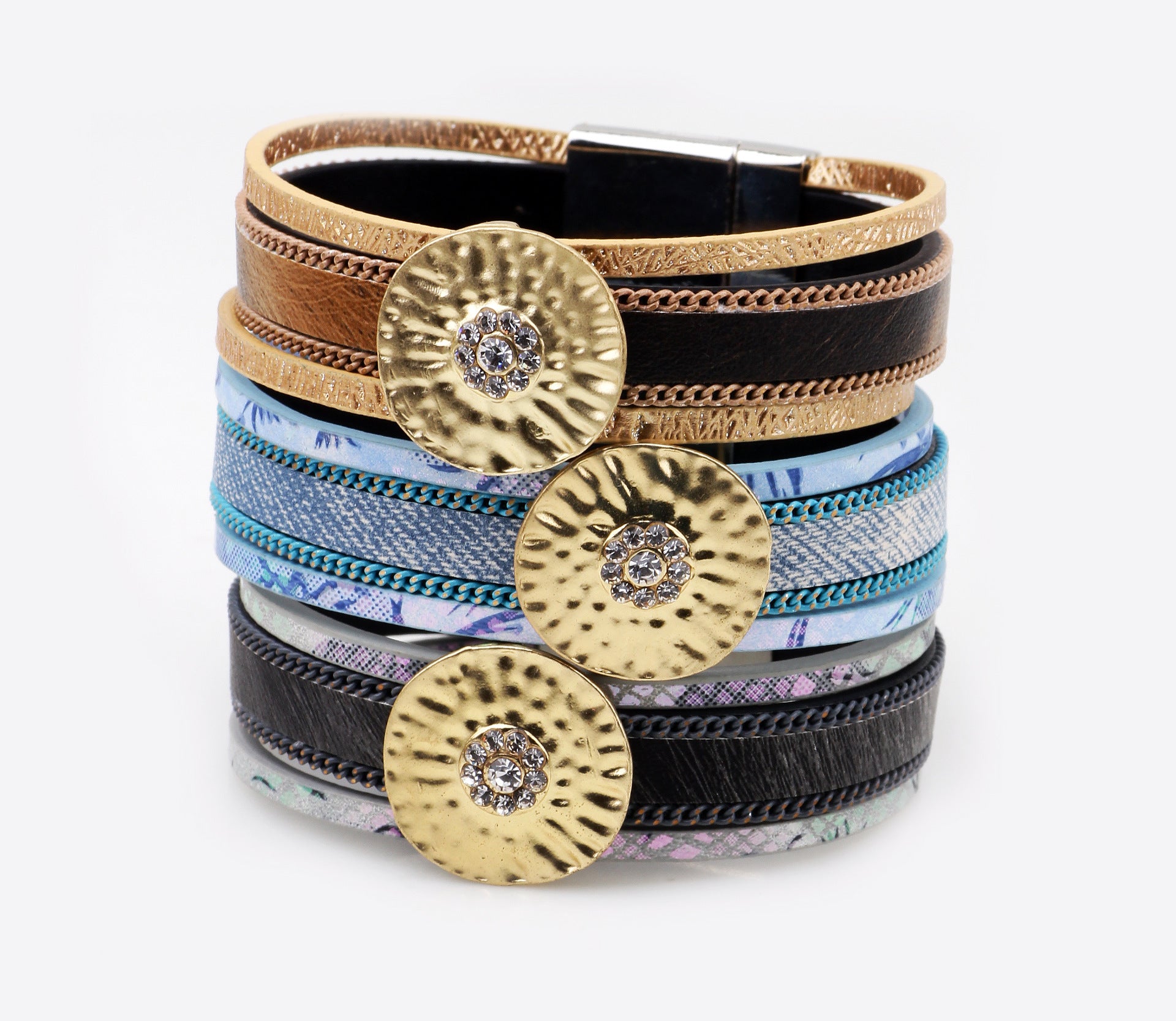 Mysterious Rune Alloy Diamond - inlaid Hand - woven Protective Matte Gold Bracelet