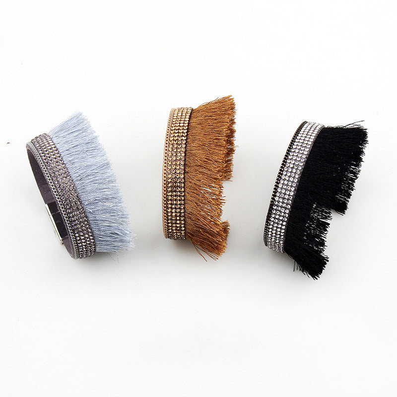 Spiritual Rhythm Diamond - Inlaid Tassel Bracelet | Must - have for Street - style Outings | Magnetic - buckle Creative Jewelry