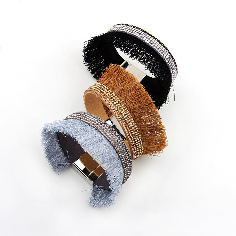 Spiritual Rhythm Diamond - Inlaid Tassel Bracelet | Must - have for Street - style Outings | Magnetic - buckle Creative Jewelry