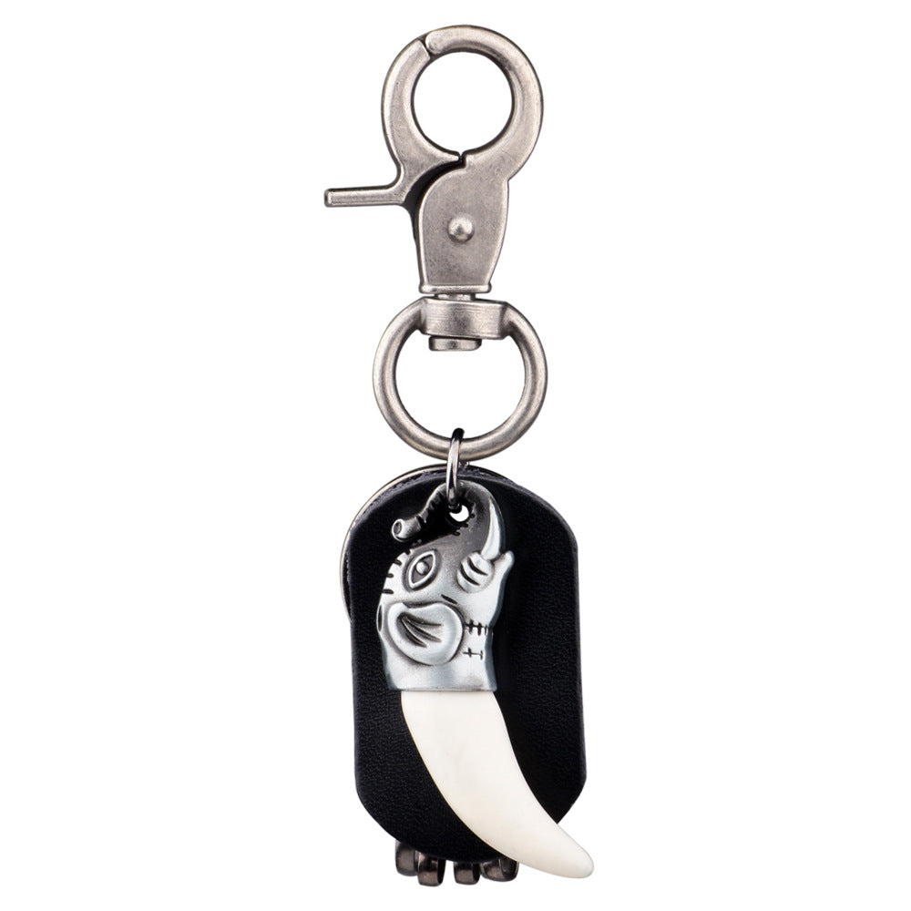 Auspicious Elephant · Retro Resin Ivory Leather Keychain | Symbol of Peace and Protection