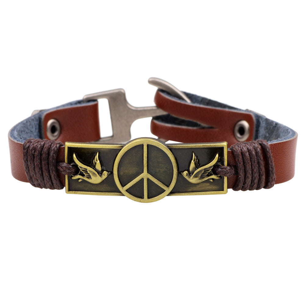 Nordic Rune Genuine Leather Distressed Bracelet | Versatile and Personalized | Men's Energy Protection Bracelet