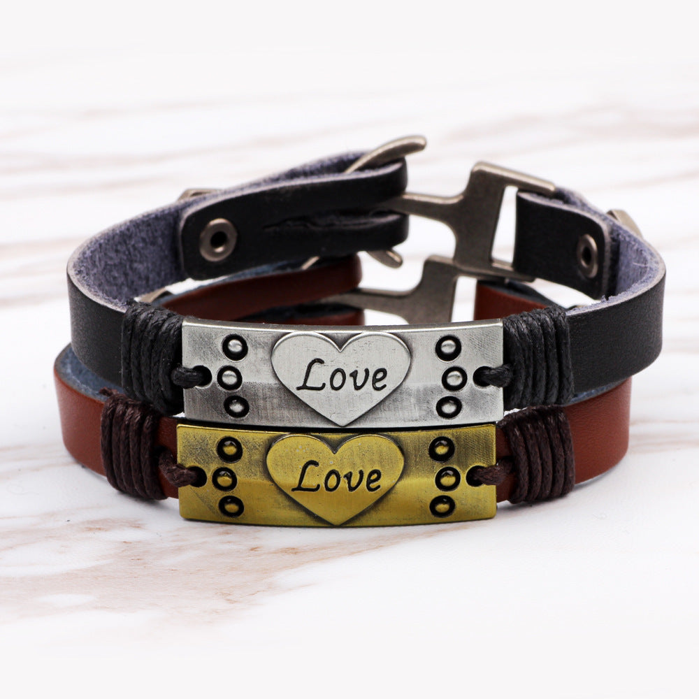 Spiritual Connection Guardian Alloy Leather DIY Braided Bracelet | Token of Love for Couples and Besties