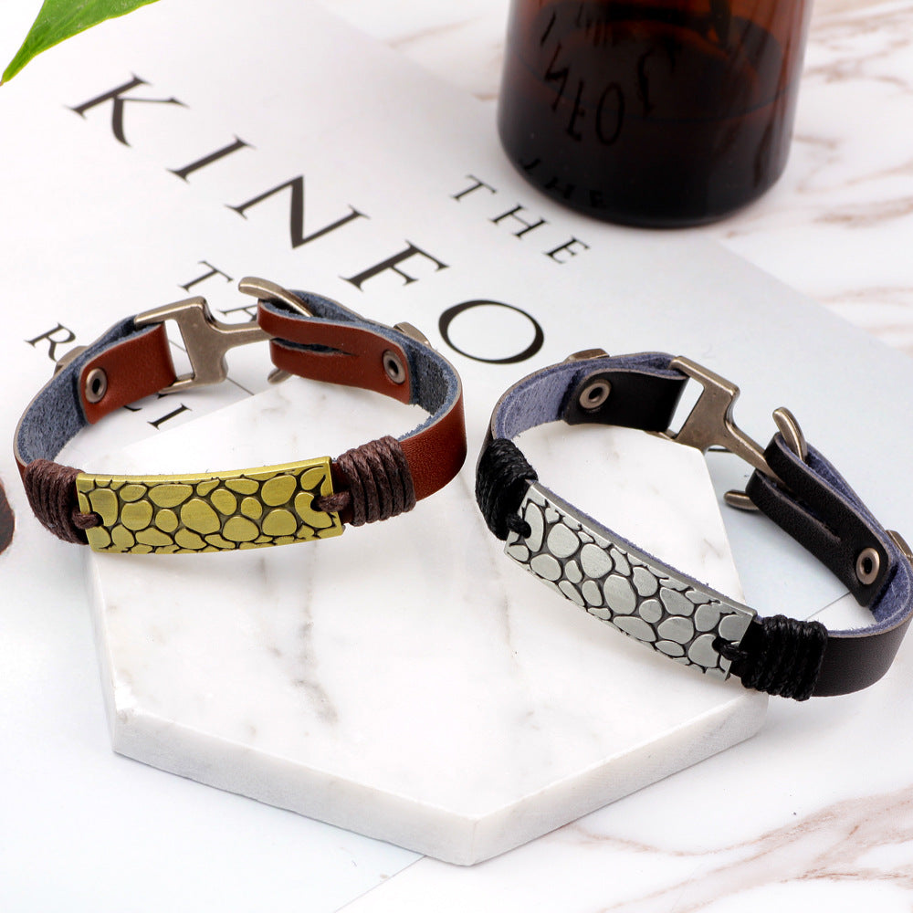 Maritime Guardian Metal - Antiqued Anchor and Fish - Dragon Pattern Retro and Versatile Bracelet