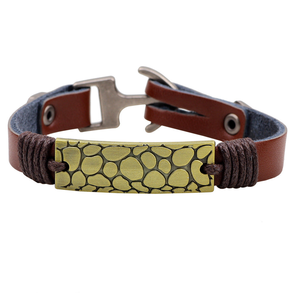 Maritime Guardian Metal - Antiqued Anchor and Fish - Dragon Pattern Retro and Versatile Bracelet