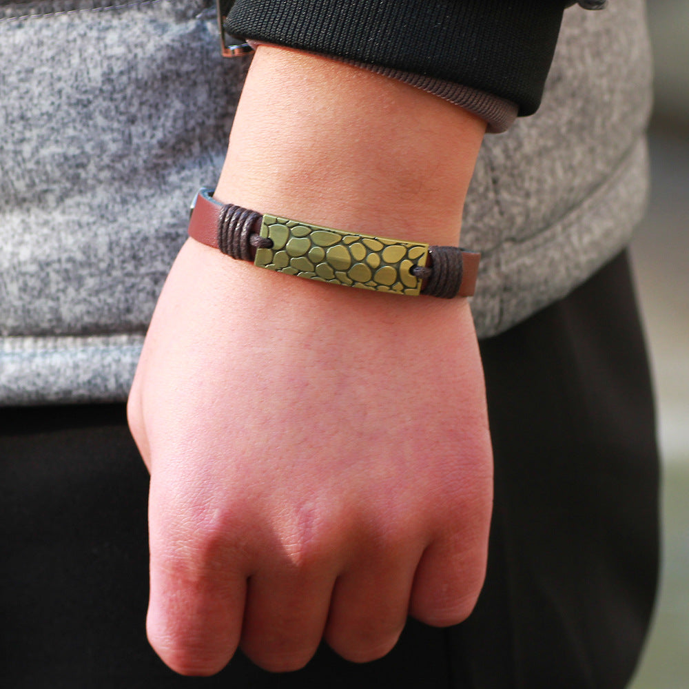 Maritime Guardian Metal - Antiqued Anchor and Fish - Dragon Pattern Retro and Versatile Bracelet