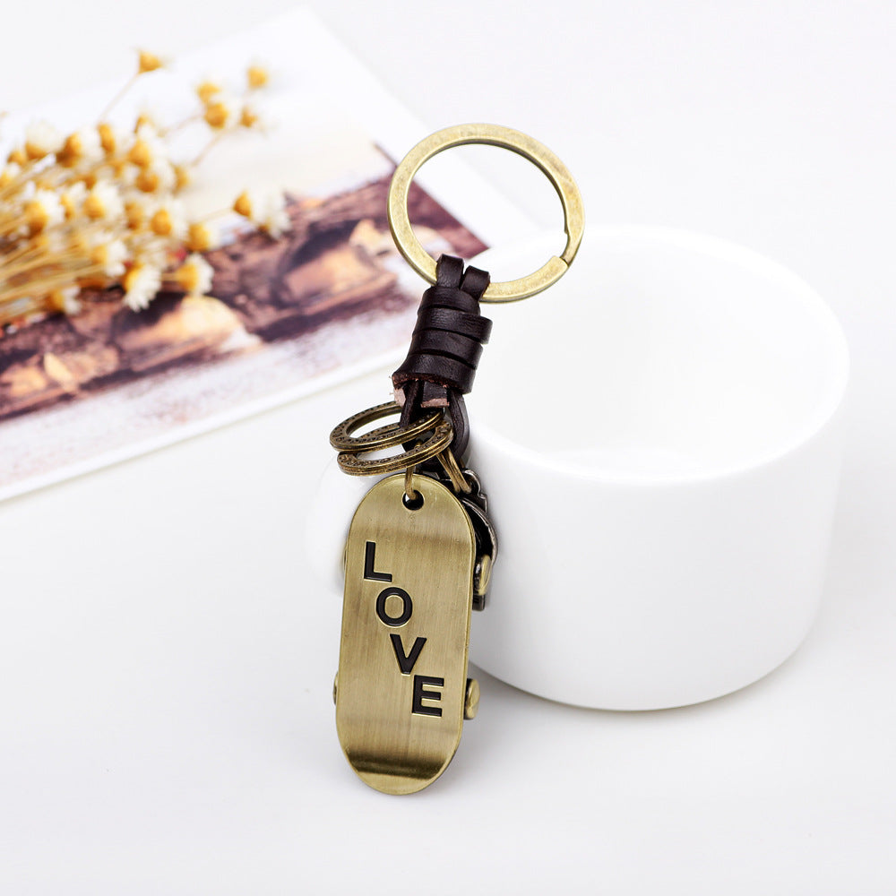 Spiritueller Skateboard-Schlüsselring | Kreatives Autoschlüssel-Accessoire aus Metall 