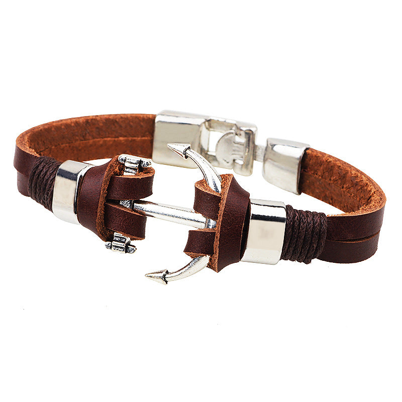 Voyage - guarding Spirit Metal Anchor Retro Cowhide Bracelet | Amulet | Energy Guidance