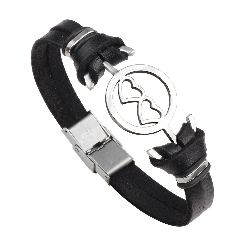 Die Berufung der Herzen · Herz-an-Herz-Armband aus Edelstahl und echtem Leder | Exklusiv für Paare | Ewige Liebe 