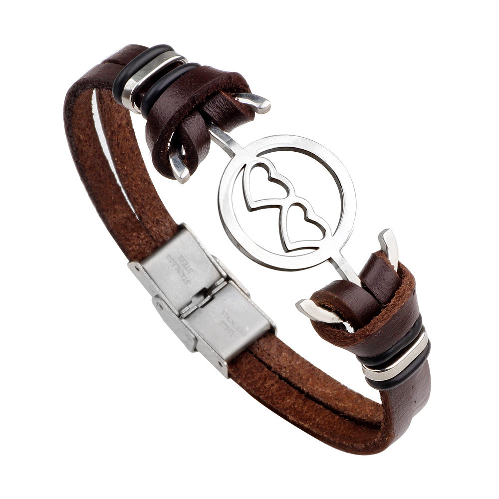 Die Berufung der Herzen · Herz-an-Herz-Armband aus Edelstahl und echtem Leder | Exklusiv für Paare | Ewige Liebe 