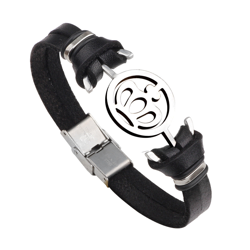 Crown Guardian Spirit Stainless Steel and Genuine Cowhide Couple Bracelets | Symbol of Love and Courage