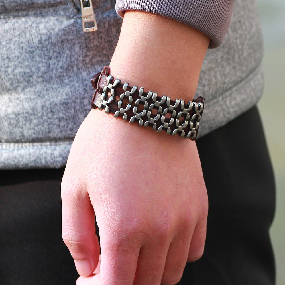 Spiritual Guardian · Titanium Steel Inlaid Leather Bracelet | Energy Blessing | Fashionable and Versatile