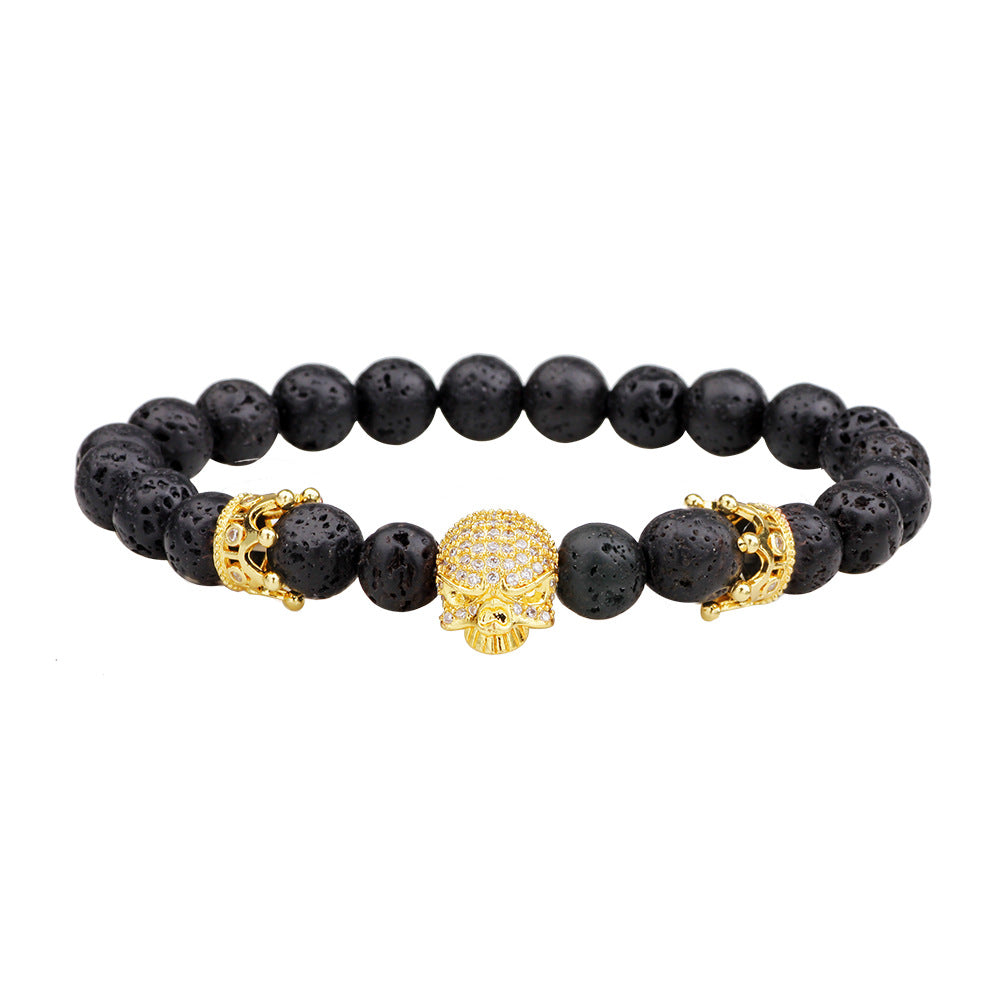 Chakra-Energie-Yoga-Armband aus Vulkanstein | Kronenschutz | Natürliches Material 