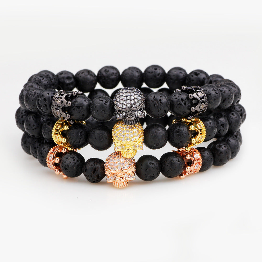 Chakra Energy Volcanic Stone Yoga Bracelet | Crown Protection | Natural Material