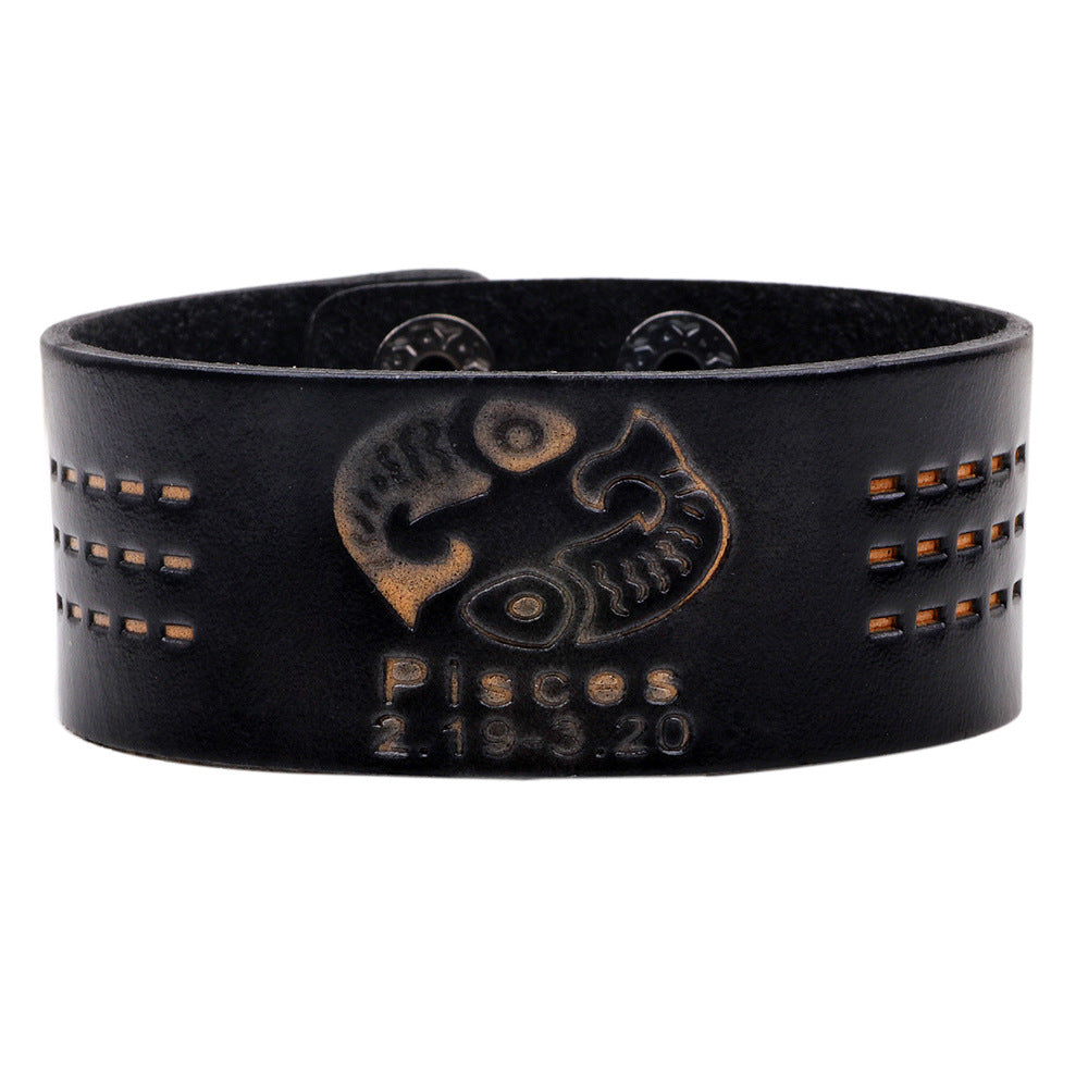 Zodiac Galaxy Energy PU-Lederarmband | Paar-Stil | Koreanisches Mode-Amulett 