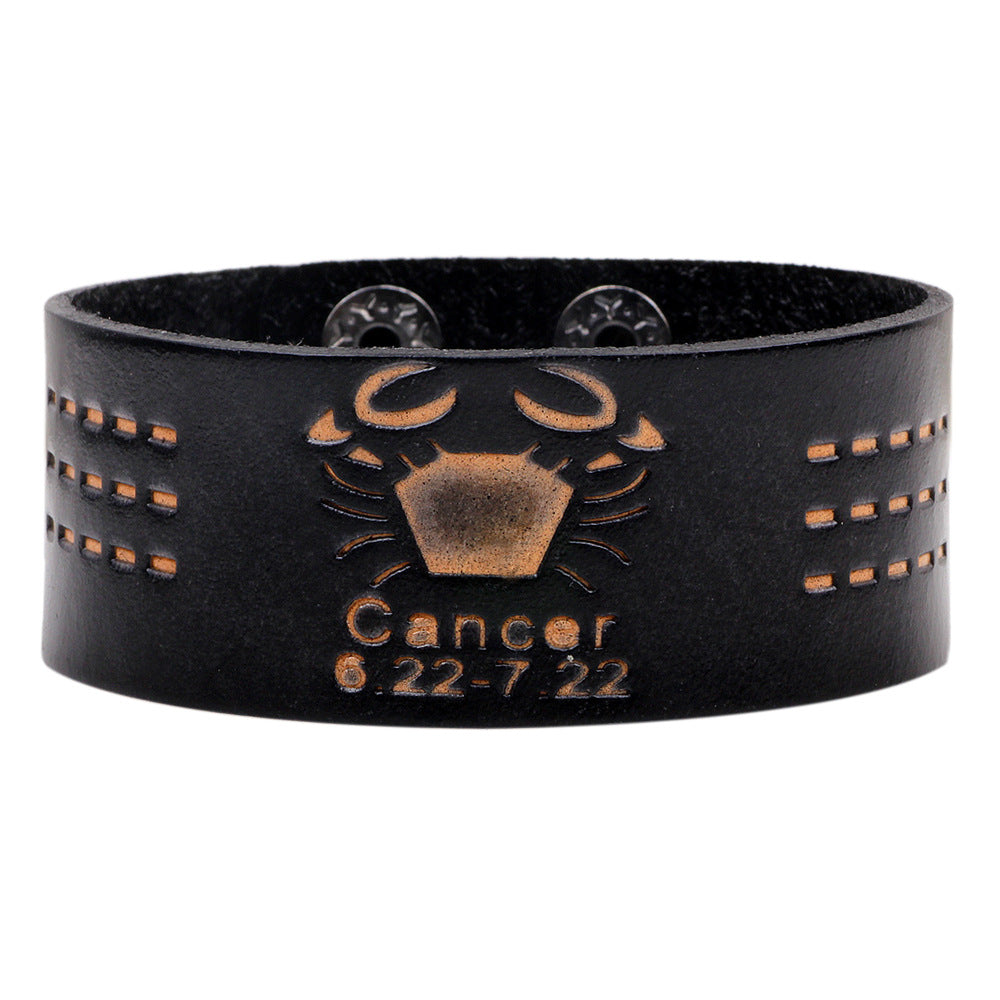 Zodiac Galaxy Energy PU-Lederarmband | Paar-Stil | Koreanisches Mode-Amulett 