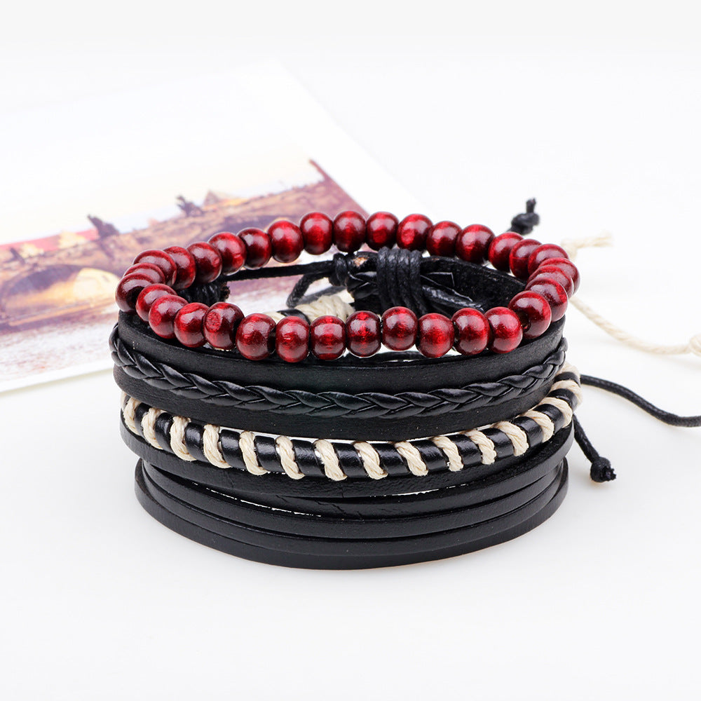 Spiritual Guardian Multi-layer Braided Leather Bracelet Set with Waxed Cord | Energy Balancing | Fashionable and Versatile
