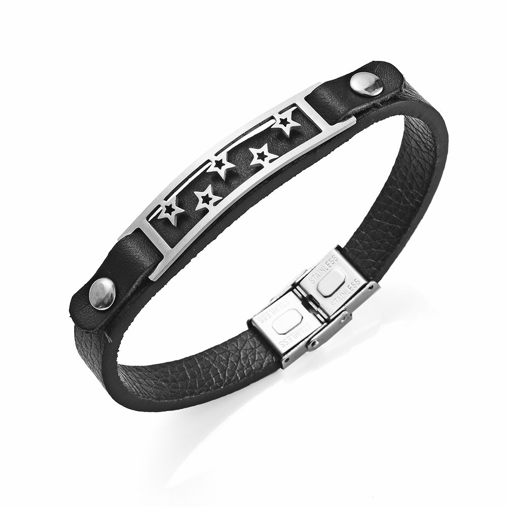 Spiritual Starlight Genuine Leather Stainless Steel Bracelet | Protection Energy | Stylish and Versatile