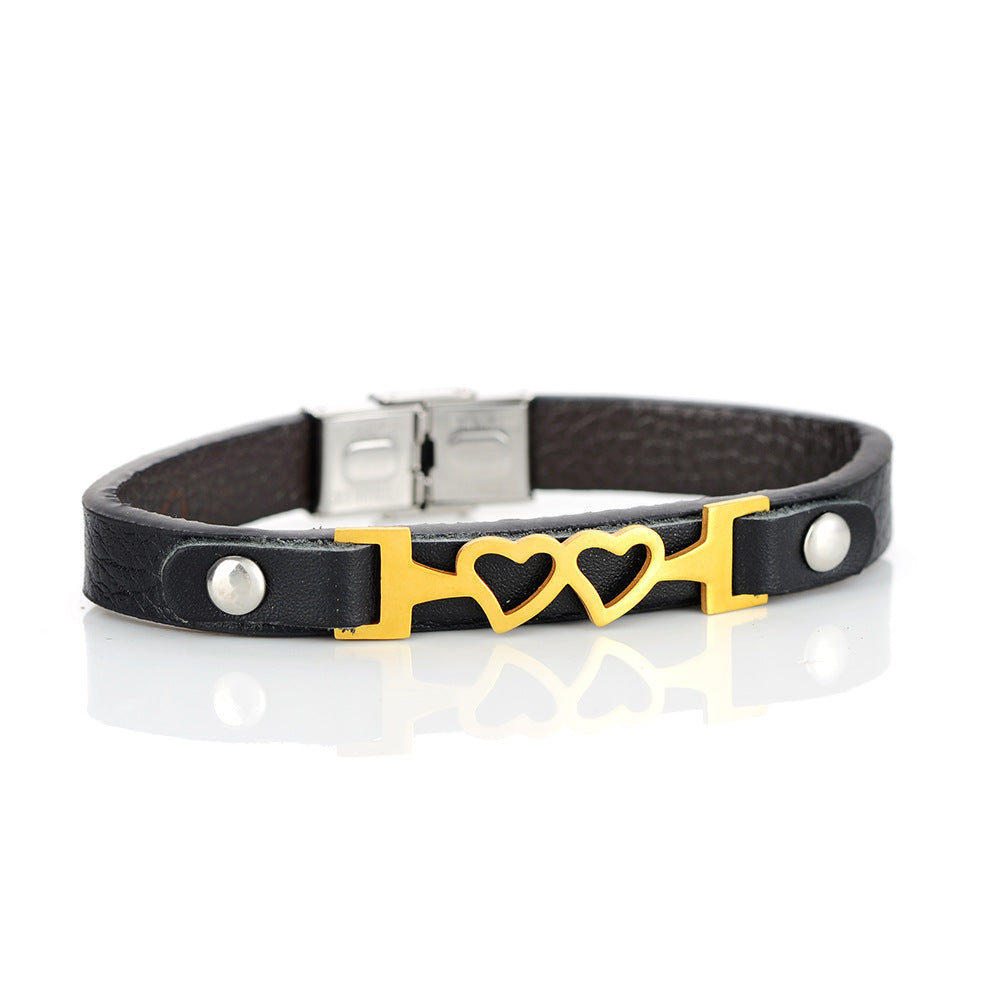 Spiritual Bond Genuine Leather Stainless Steel Couple Bracelets | European and American Style Emotion Link
